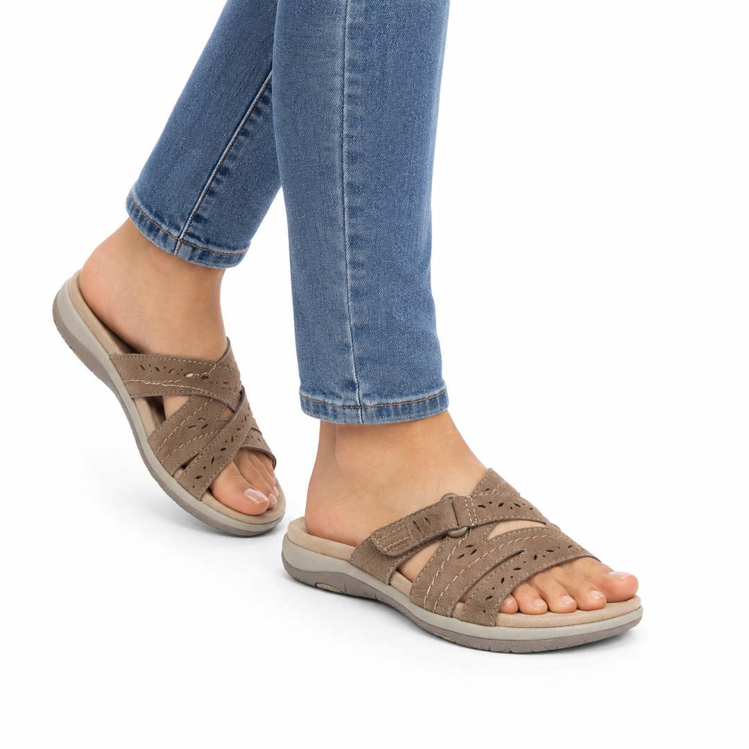 Non-slip women's orthopedic summer sandals, adjustable for secure, comfortable all-day walking.
