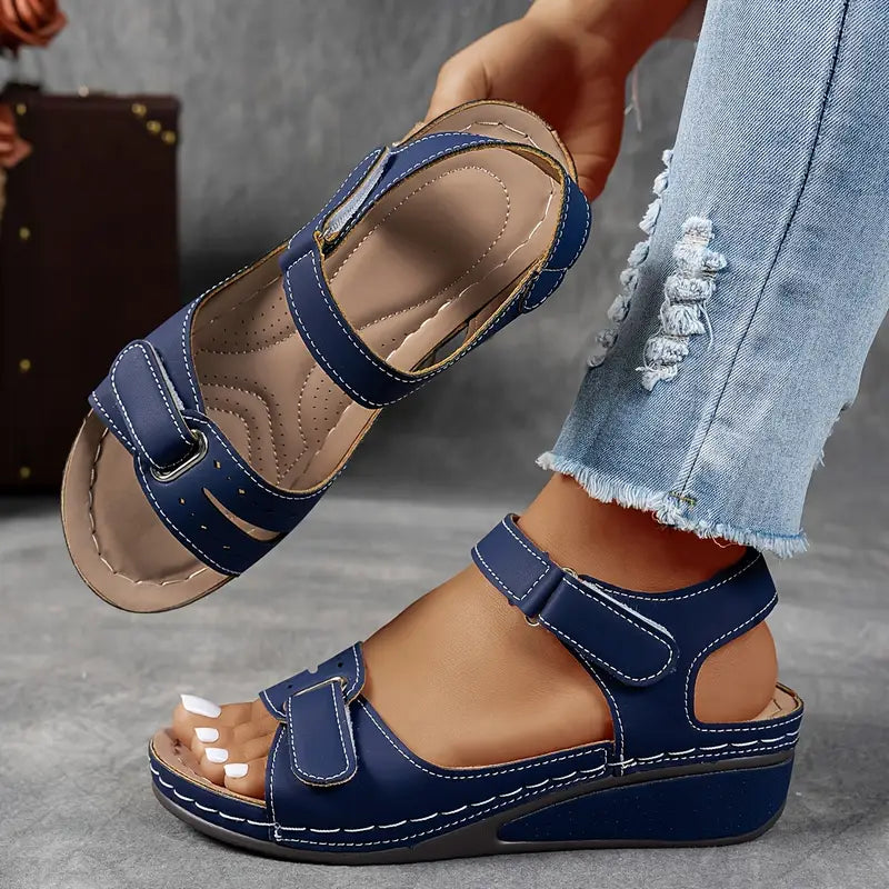 Womens orthopedic wedge heel sandals, designed for foot support, comfort, and all-day wear.