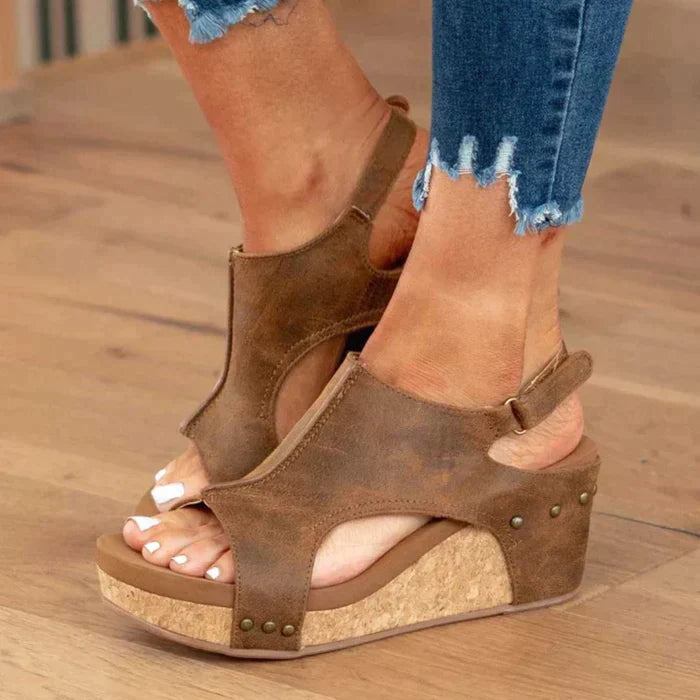 Women's orthopedic wedge sandals with arch support, comfortable for walking and everyday wear.