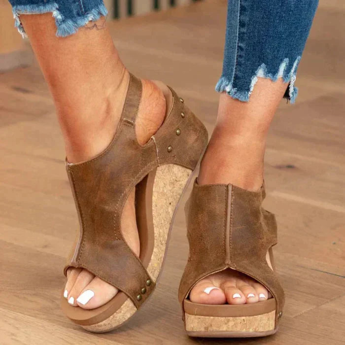 Casual summer wedge sandals for women, orthopedic design for comfortable all-day walking & foot support.