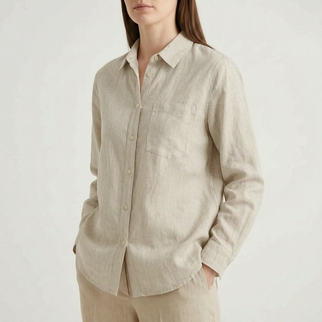 Solid color women's oversized button-down shirt, a perfect summer top for a casual, loose fit.