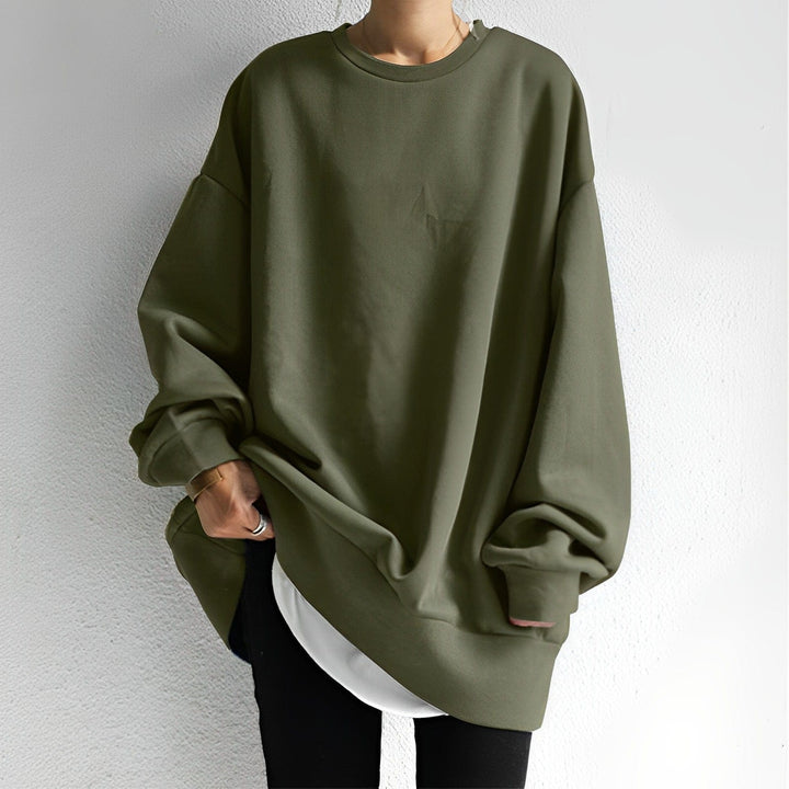 Comfortable women's oversized top, relaxed fit, a versatile pullover for loungewear and daily style.