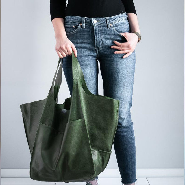 Spacious interior of a women's oversized weekend bag, showing ample storage.