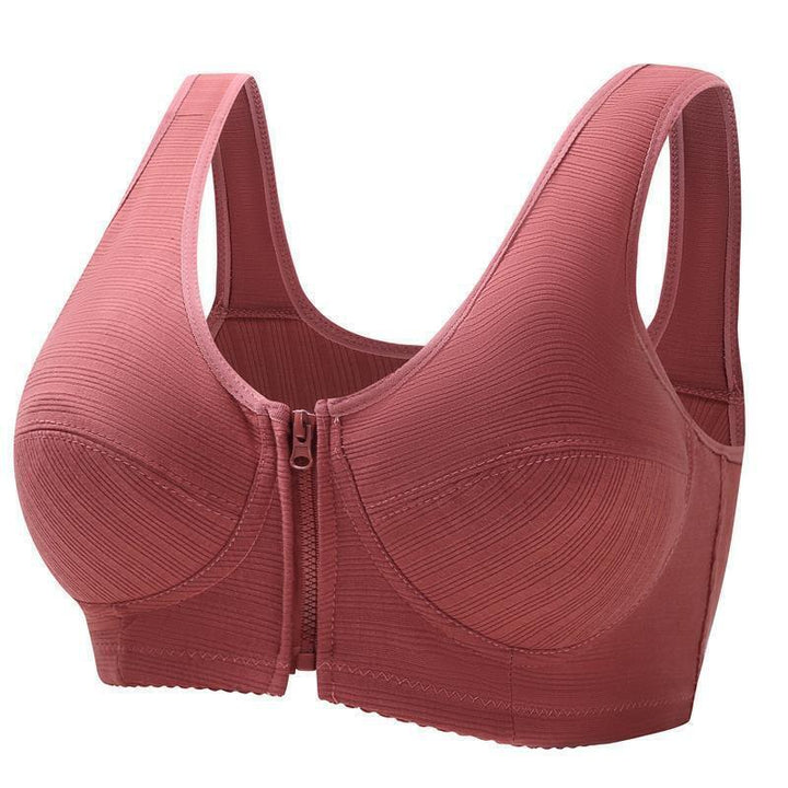 Plus size front closure comfort bra. Wirefree vest style lingerie for women. All day support.