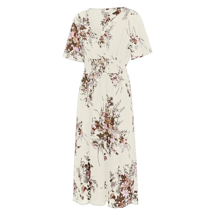 Plus size fall fashion dress, long floral design, comfortable & stylish.