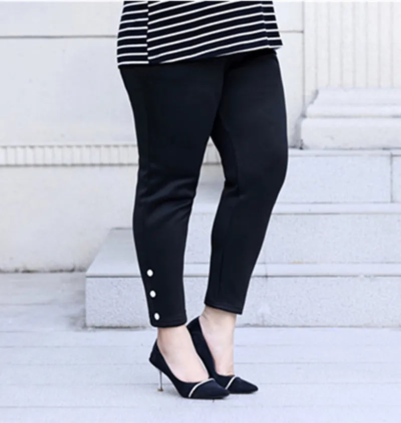 Chic high-waist wide-leg pants for plus size women, great for fall, winter, spring business casual fashion.