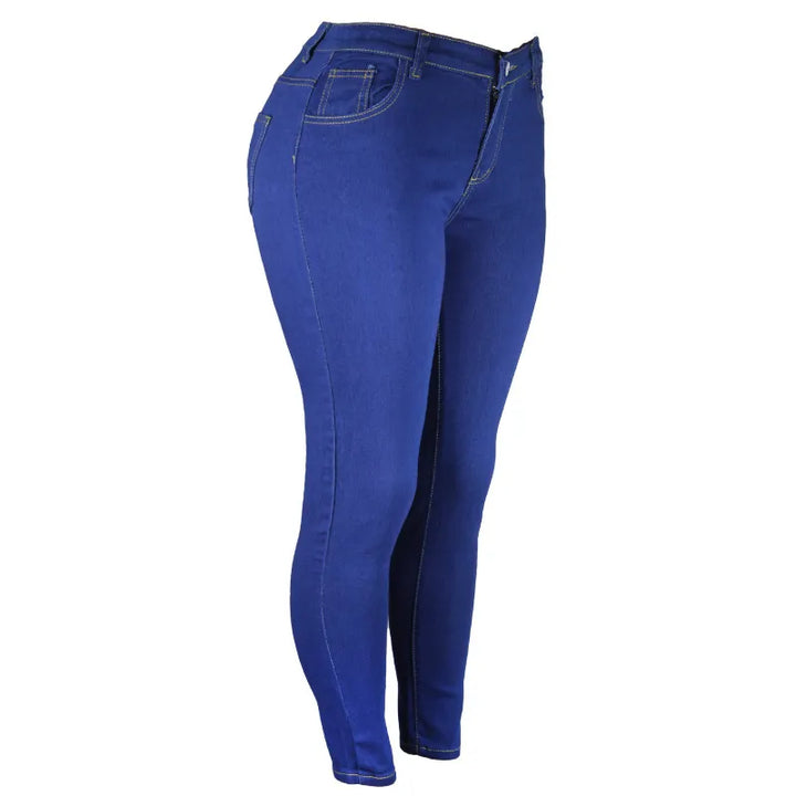 Flattering women's plus size high waist stretch skinny jeans.