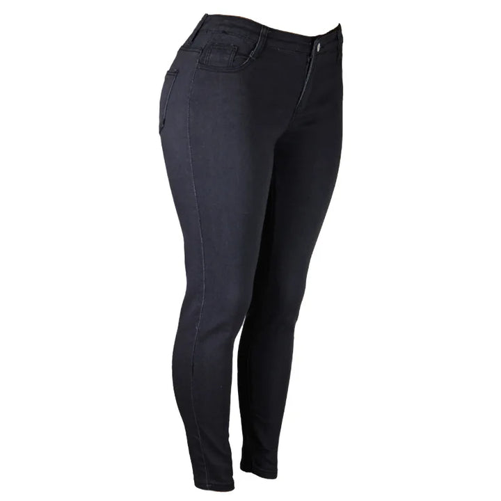 Plus size women's stretch skinny jeans, high rise for a flattering fit.