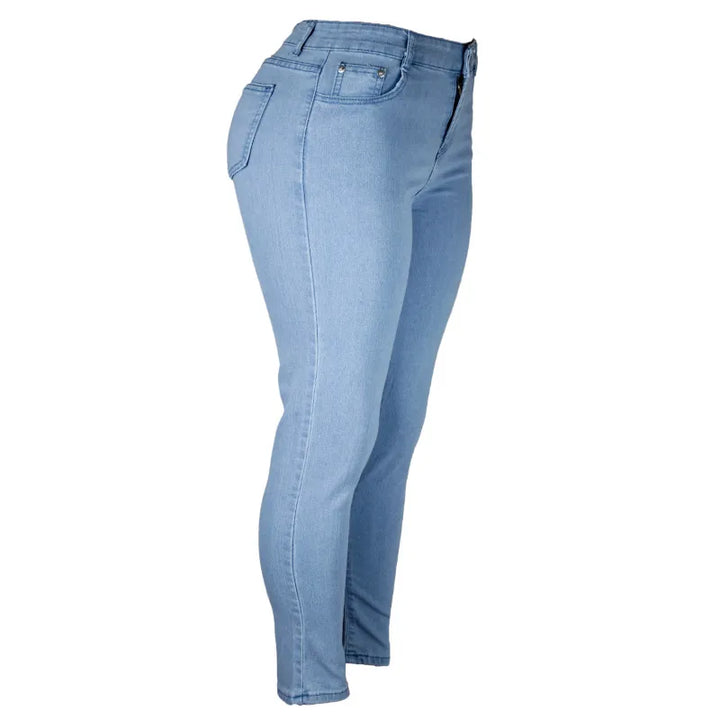 Stylish plus size stretch skinny jeans for women, high-waisted and versatile.