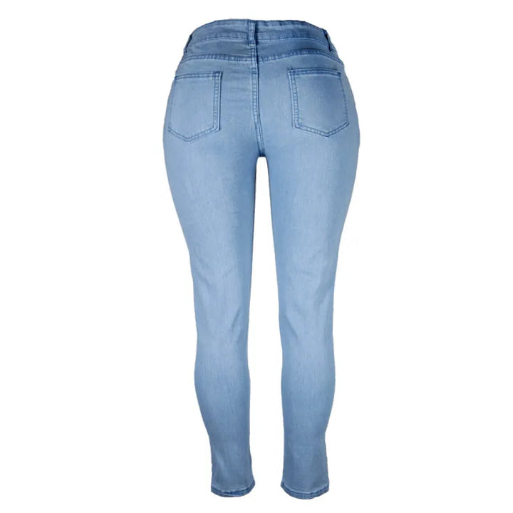 Comfortable high-waist plus size women's skinny jeans with a stretch design.