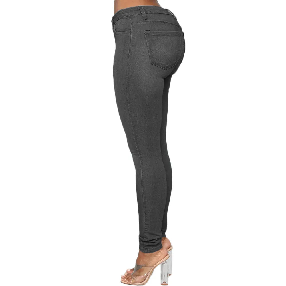 High-waisted plus size skinny jeans for women, super stretch comfort.
