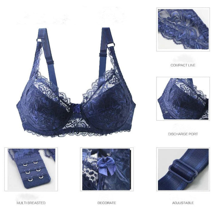 Elegant black lace plus size push-up bra for women, providing lift, support & a sexy, flattering look.