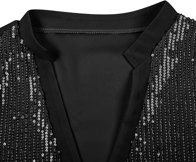 Fall fashion women's plus size sequin V-neck blouse, elegant and comfortable for any event.