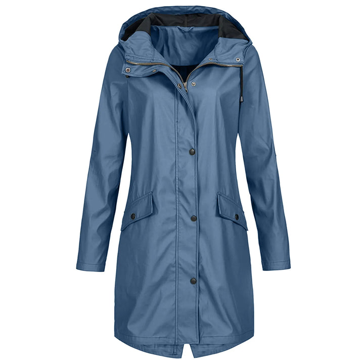 Stylish women's plus size rain jacket. Keeps you dry & comfortable in any weather with its waterproof fabric.