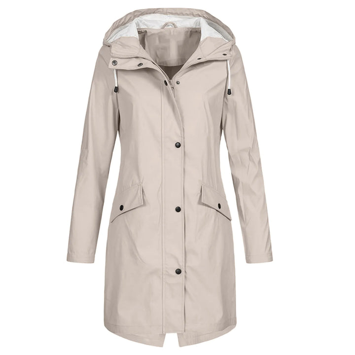 Versatile plus size women's waterproof coat, featuring a comfortable fit & adjustable hood for all seasons.