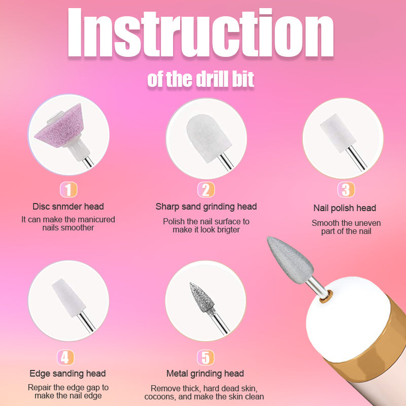 Easy-to-use women's portable electric nail buffer & file with light for personal nail grooming.