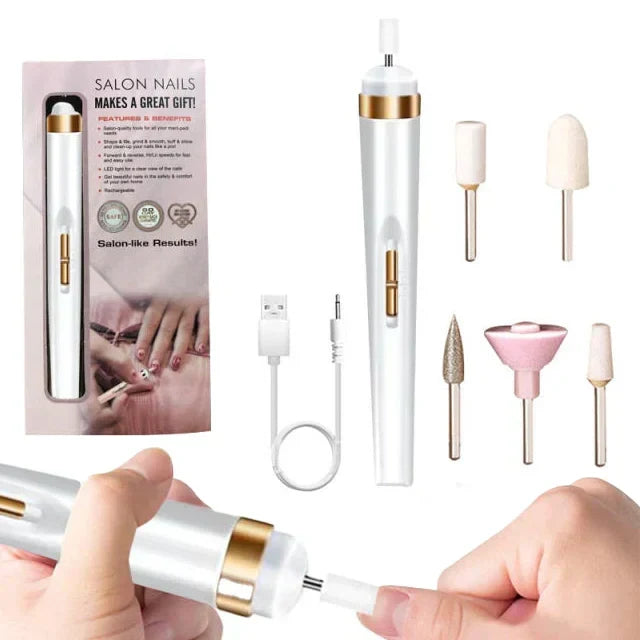 Women's portable electric nail buffer with light delivers professional-looking manicures & pedicures.