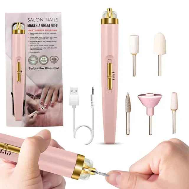 Stylish women's portable electric nail buffer, a perfect personal care tool with light for flawless nails.