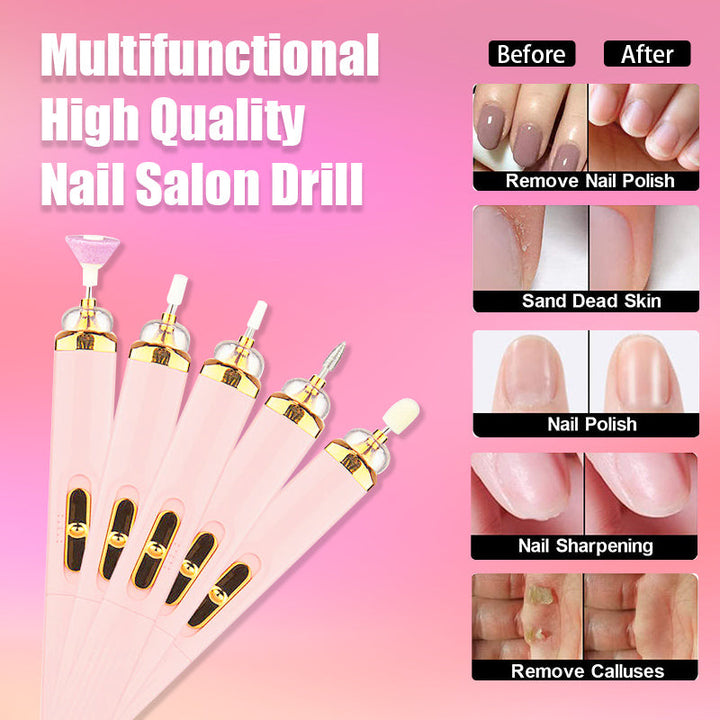 Portable electric nail buffer with LED light for women, ensuring precision nail filing & buffing.