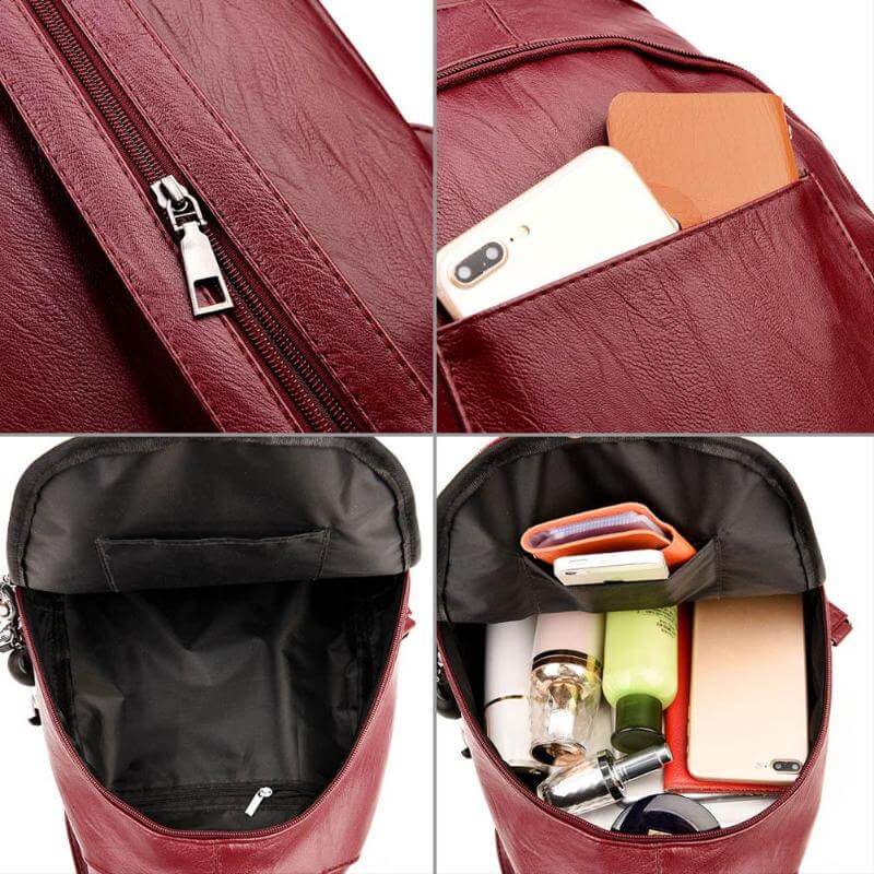 Chic everyday carry women's backpack, premium water-resistant sheepskin leather.
