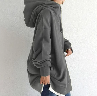 Women's relaxed fit full zip hoodie, perfect for everyday comfort & casual layering.