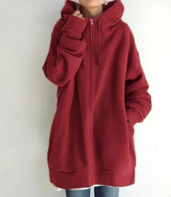 Versatile women's full zip hoodie, relaxed fit for everyday comfort, casual, & layering.