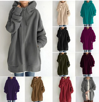 Comfortable relaxed fit women's full zip hoodie, ideal for casual wear & everyday style.
