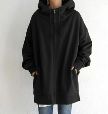 Fall fashion women's full zip hoodie, relaxed fit & comfortable for cool weather layering.