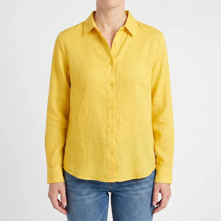 Relaxed fit women's long sleeve blouse, solid color, ideal for summer casual and spring wear.