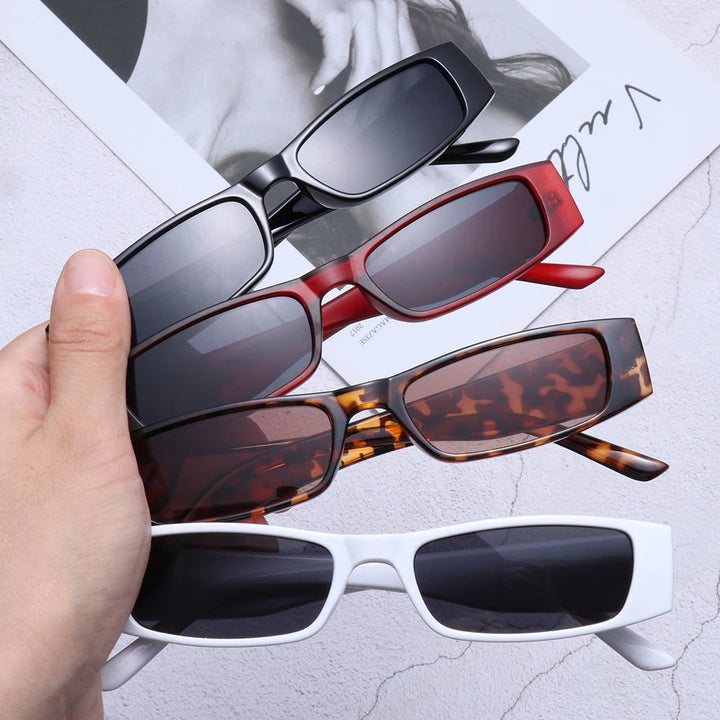Classic 90s retro slim sunglasses for women, a stylish summer accessory with essential UV protection.