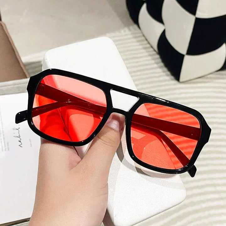 Vintage-inspired women's square prism sunglasses, UV400 protected for fashion.