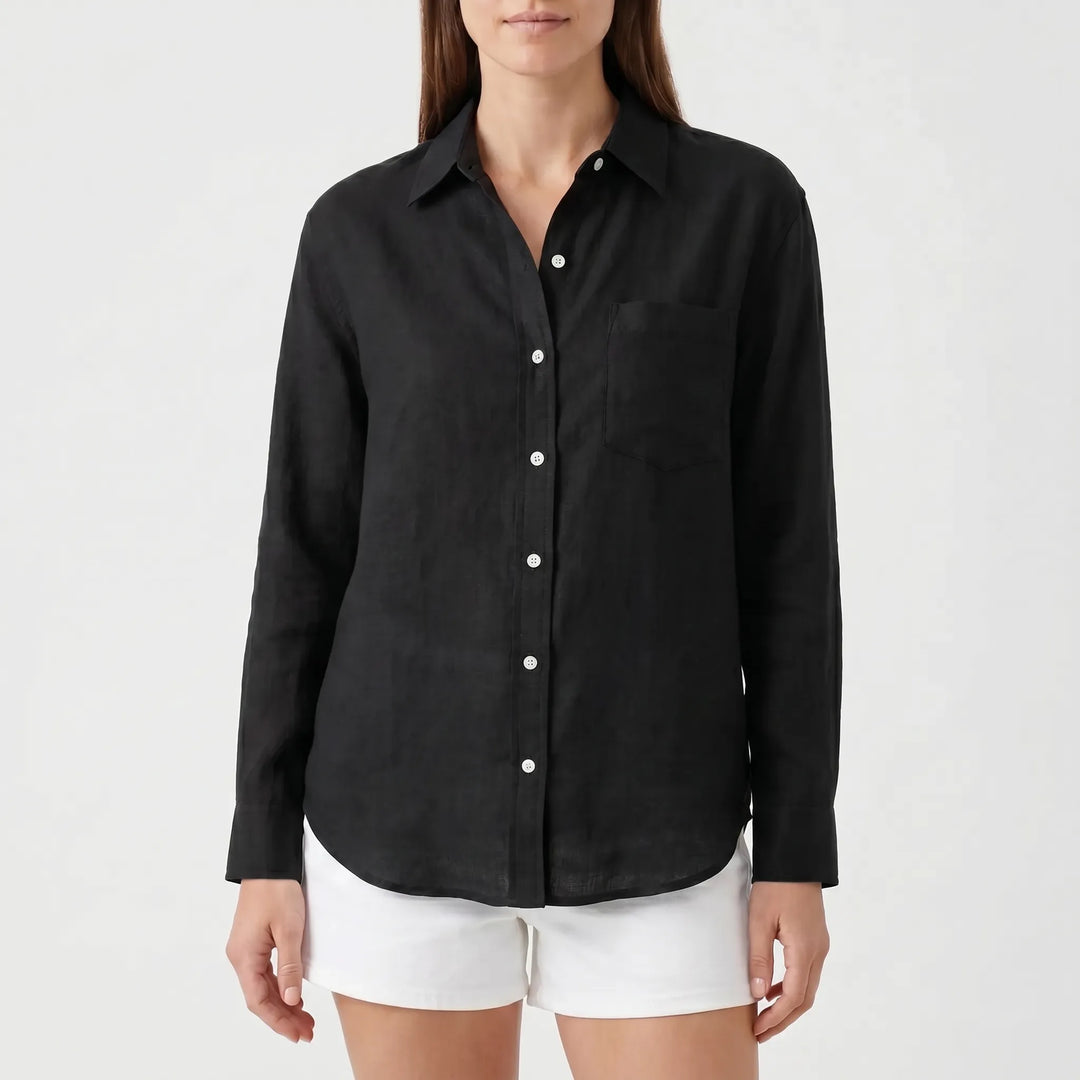 Elegant women's Rosalie long sleeve blouse. This comfortable button-up is a wardrobe staple for all seasons.