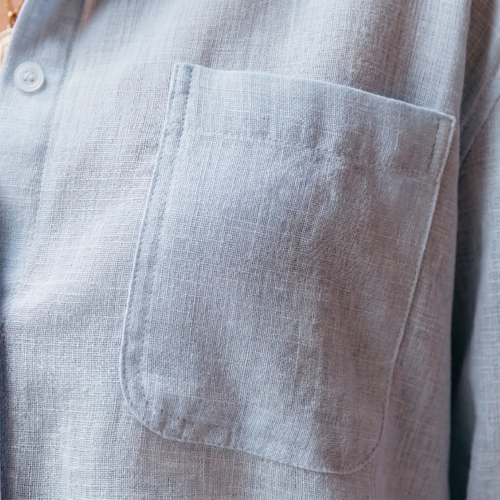 Comfortable women's Rosalie long sleeve button-up blouse. A stylish yet relaxed top for any occasion.