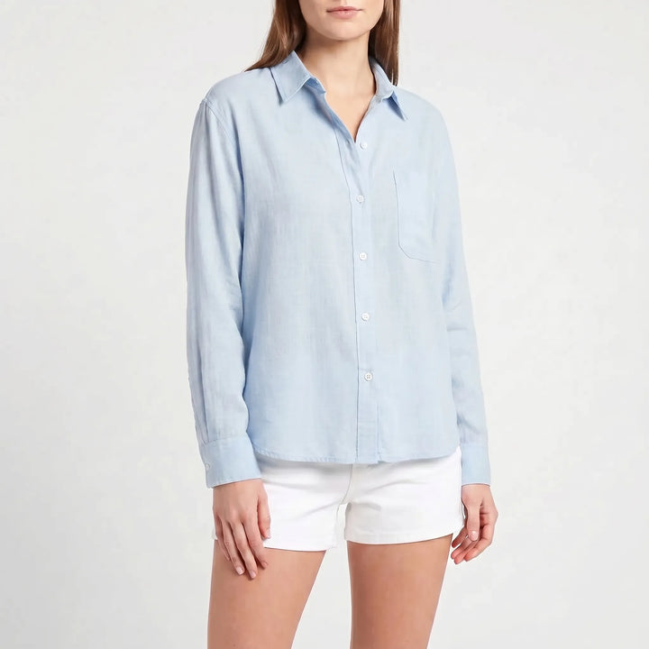 Casual women's Rosalie long sleeve button-up blouse. Easy everyday wear for a relaxed yet stylish outfit.