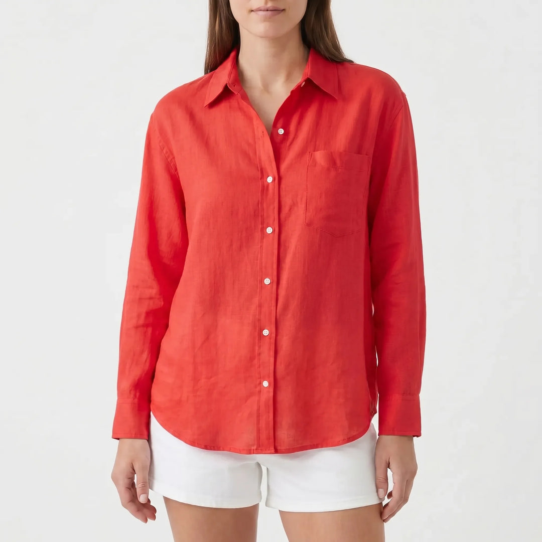 Women's Rosalie long sleeve blouse: a versatile button-up top for both work and casual outings.