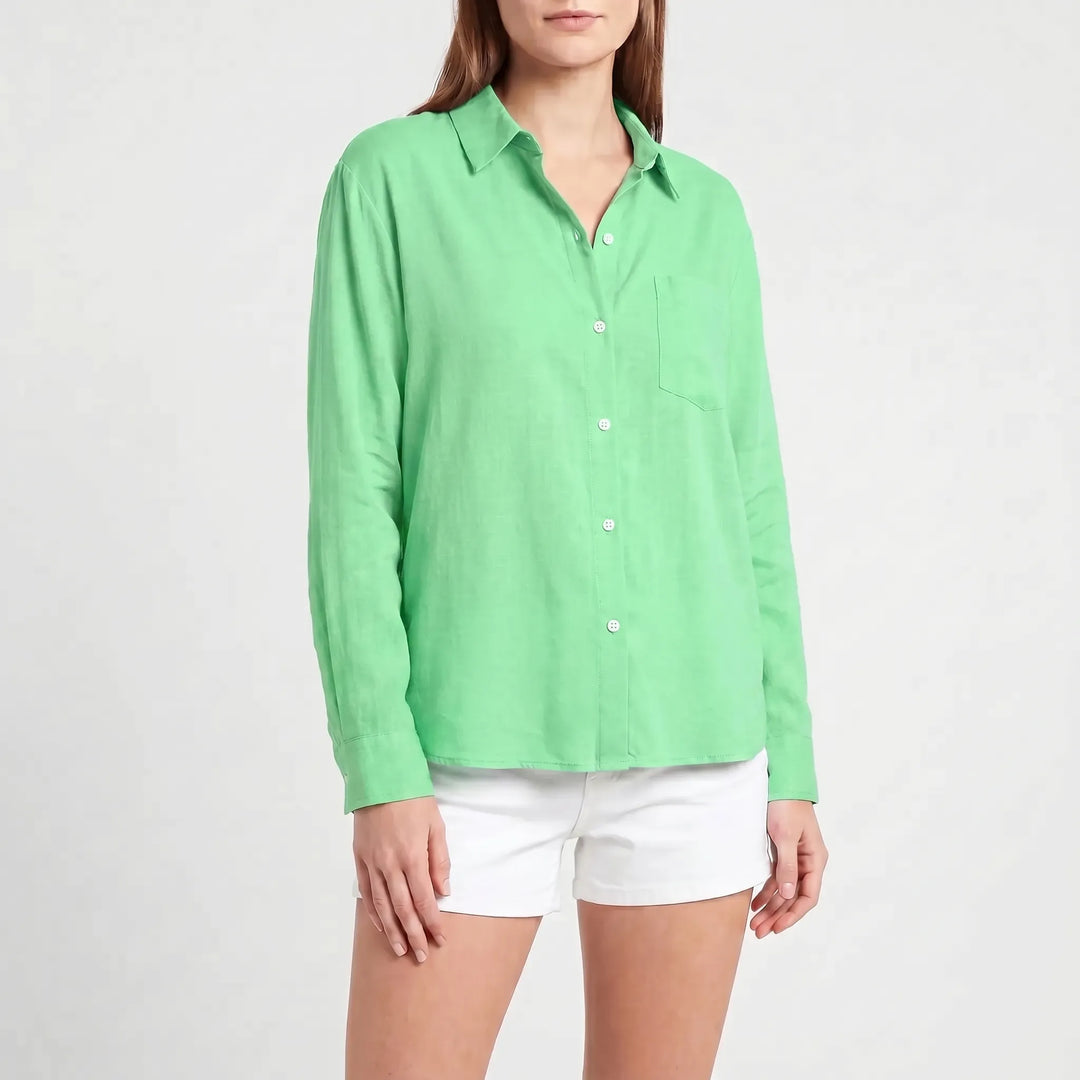Trendy women's Rosalie long sleeve button-up blouse. Elevate your ladies fashion with this smart casual top.