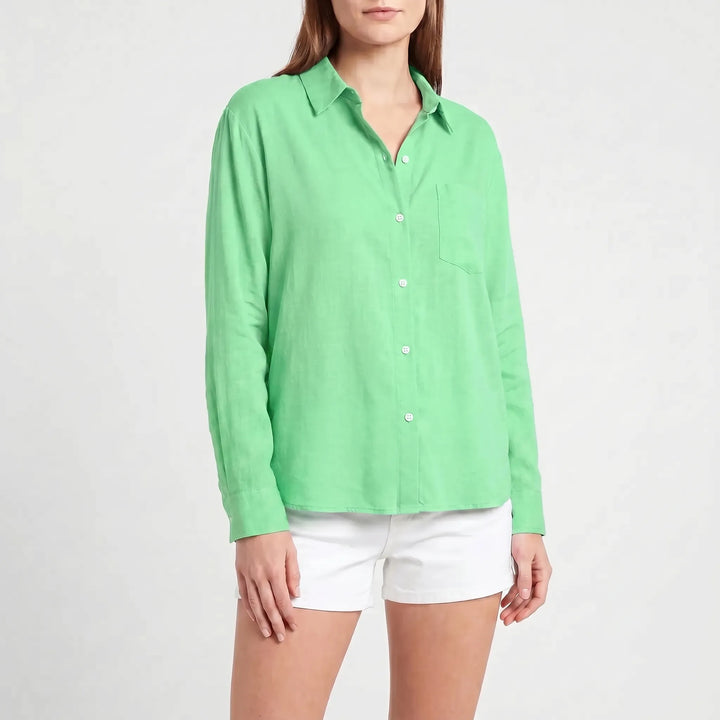 Trendy women's Rosalie long sleeve button-up blouse. Elevate your ladies fashion with this smart casual top.