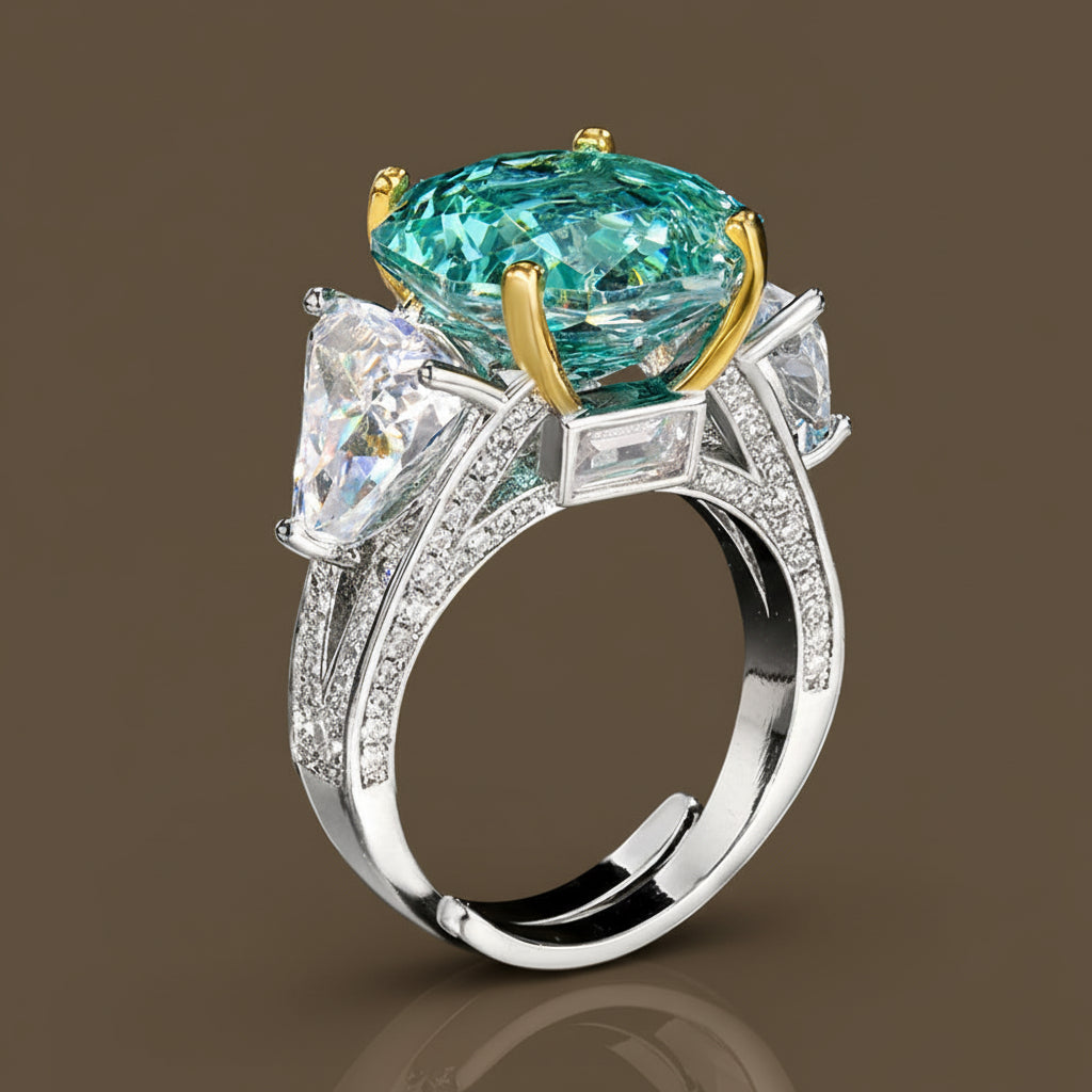 Unique women's rose cut tourmaline adjustable ring. Colorful gemstone jewelry, a chic fashion accessory for women.