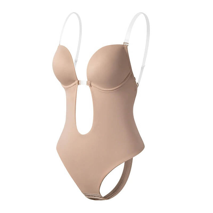 Fashionable women's seamless backless body shaper for an unnoticeable, smooth, and contoured profile.