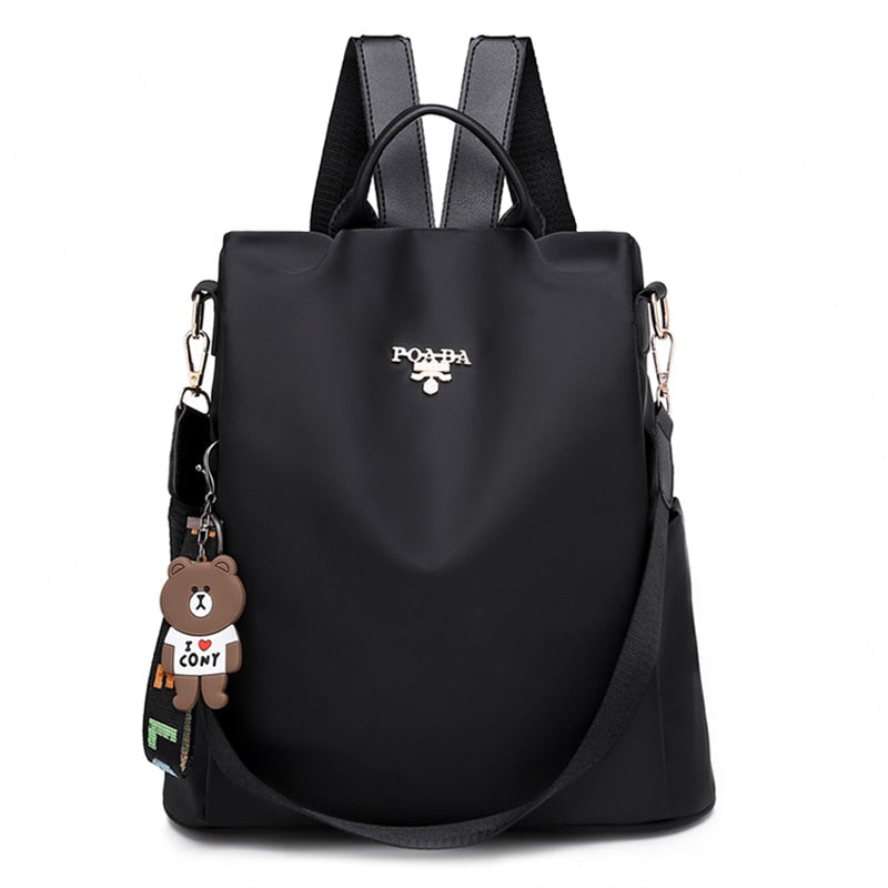 Elegant women's anti-theft travel backpack, water-resistant, ideal for secure daily commute & adventures.