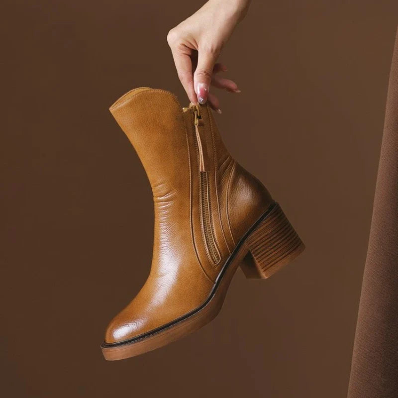 Elegant women's Selene ankle boots with a comfortable heel, showcasing their chic design for everyday and dress wear.
