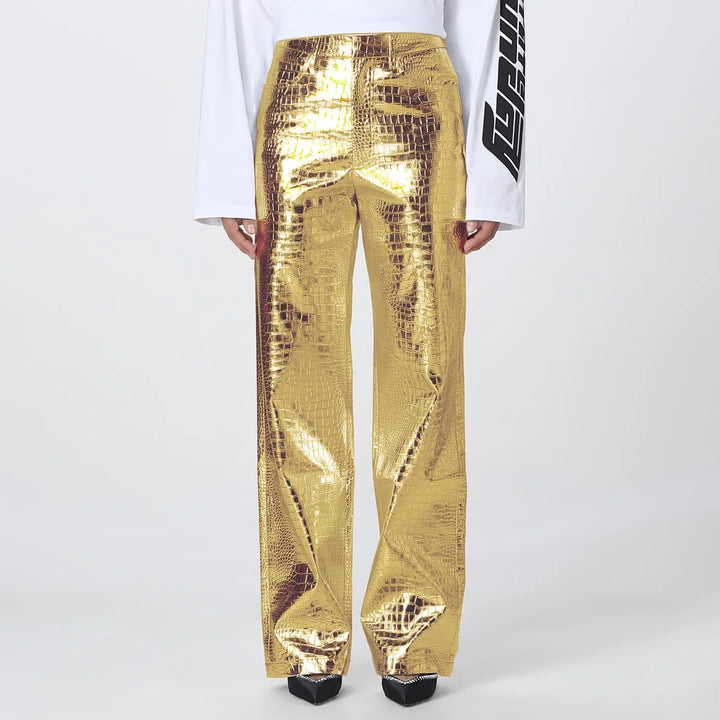 Versatile women's sleek designer style pants. Modern trousers for chic fashion, suitable for evening or day.