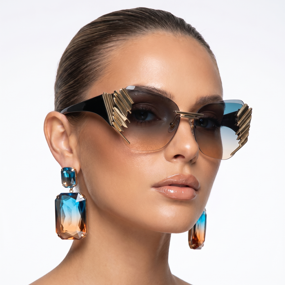 Black women's sleek mirrored gradient sunglasses, a chic and fashionable eyewear choice for summer.