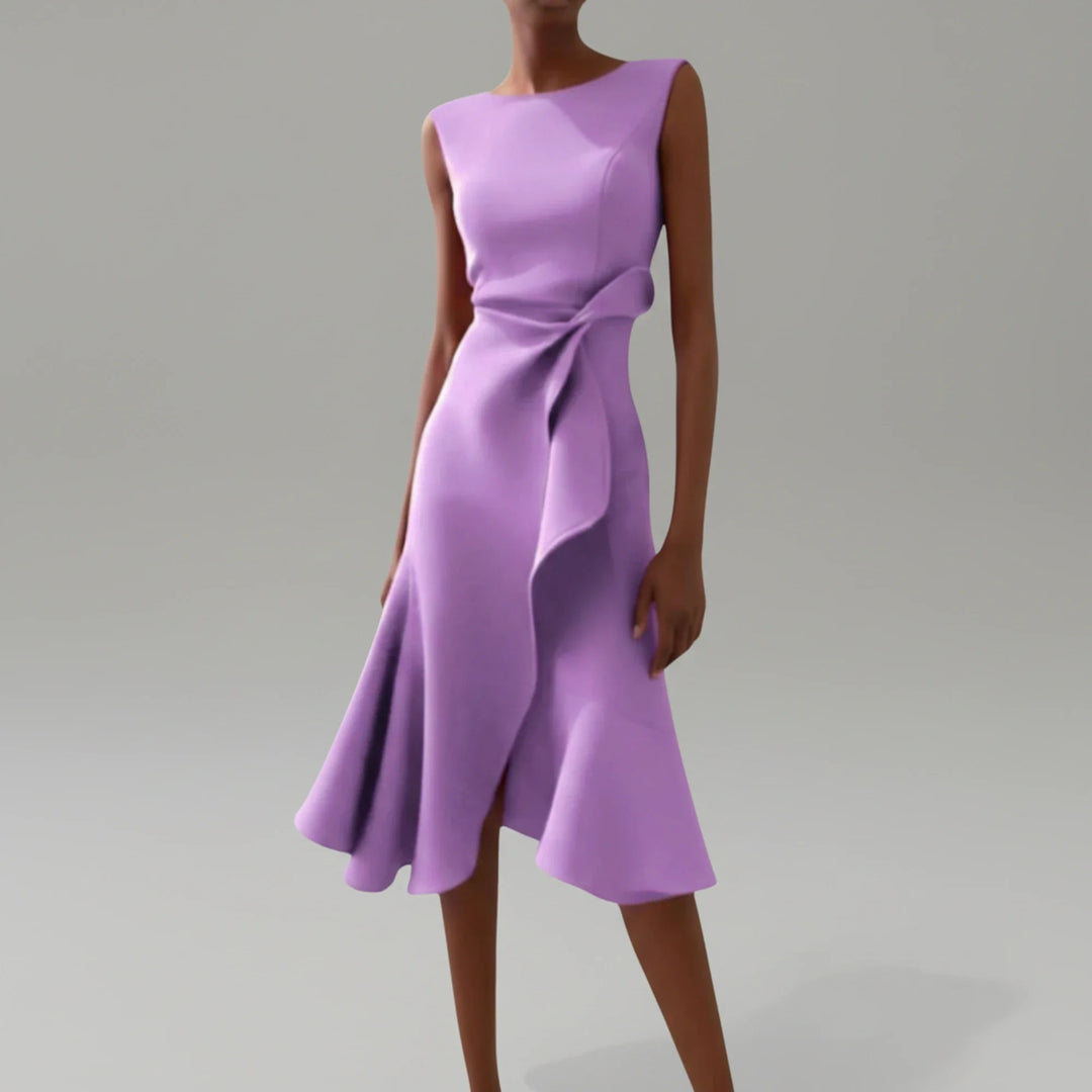 Chic women's sleeveless A-line midi dress, an elegant party dress or a sophisticated casual outfit for women.