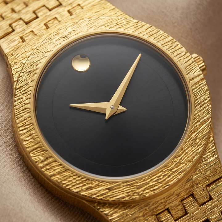 Women's Slim Seraphine gold minimalist wrist watch paired with jewelry. Elegant, delicate fashion accessory.