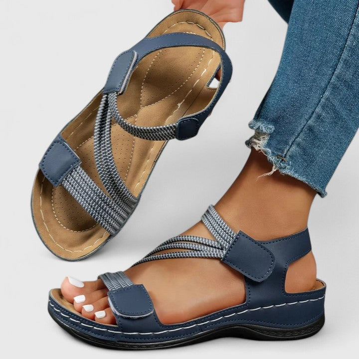 Women's comfortable walking sandals with arch support, providing sophisticated support for active days.