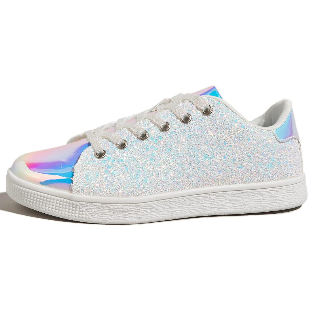 Women's fashion sneakers: sparkling lace-up design, perfect for a trendy, active lifestyle.