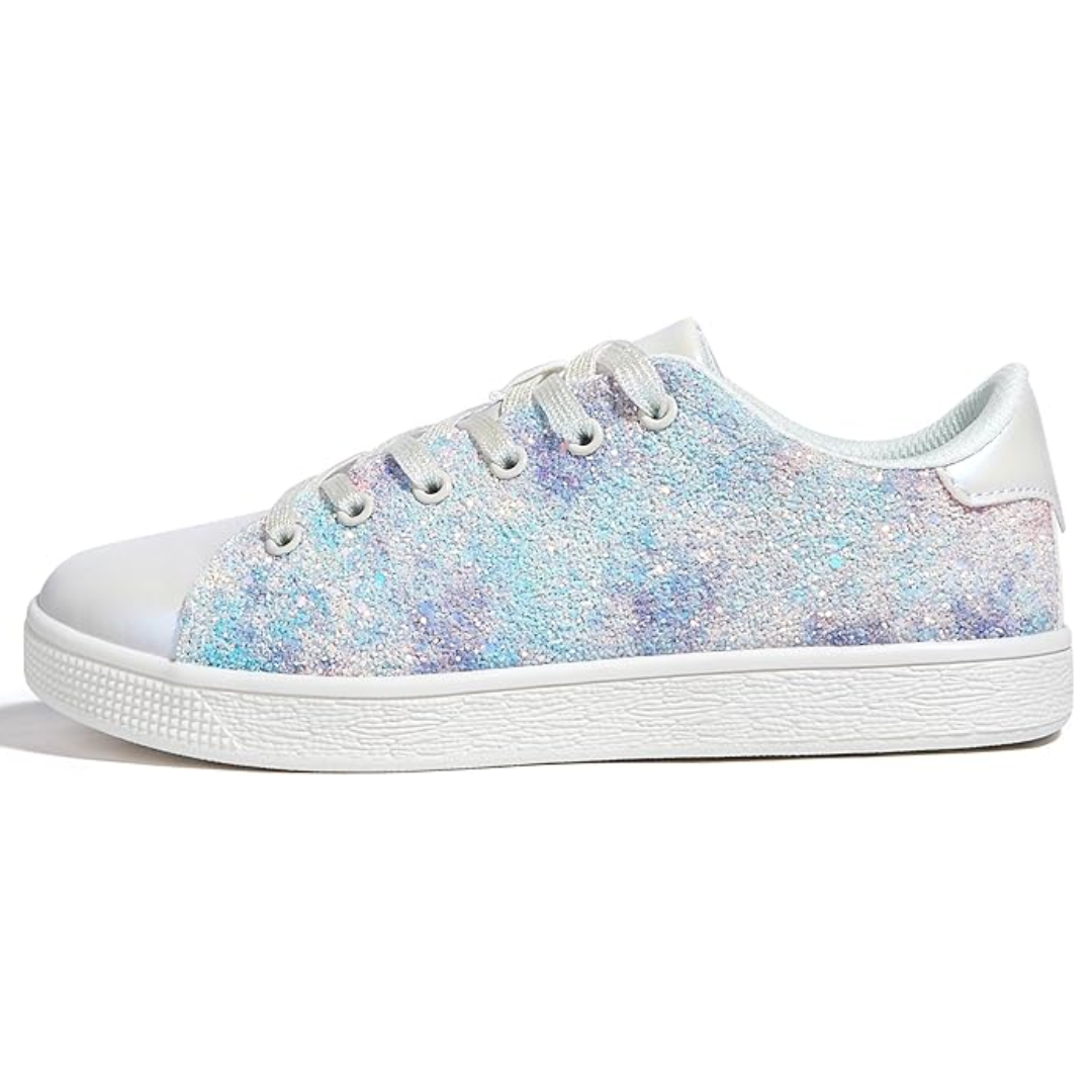 Comfortable & stylish women's lace-up sneakers, sparkling with fashion-forward flair.