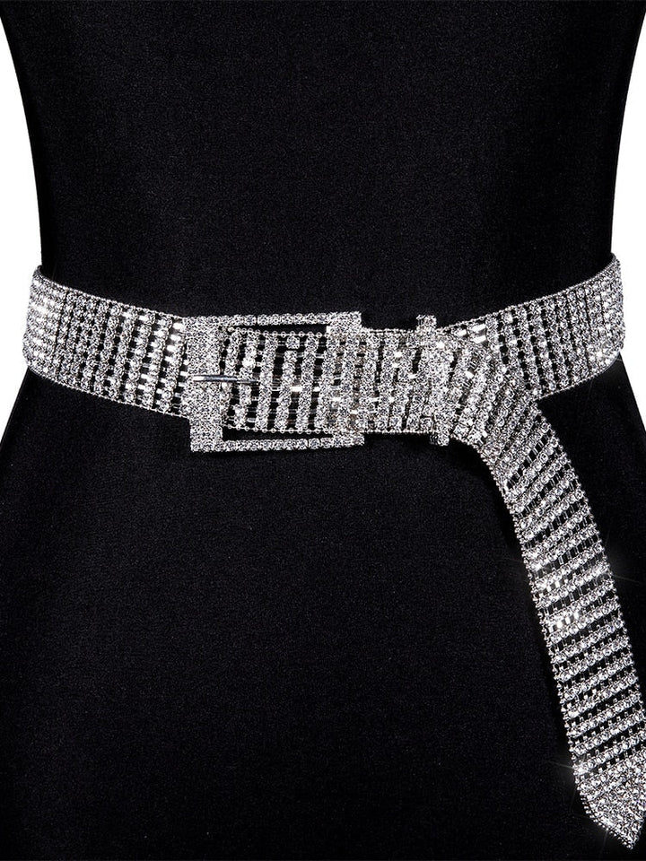 Women's sparkling rhinestone belt, adjustable & glamorous. Perfect fashion accessory to elevate any outfit.