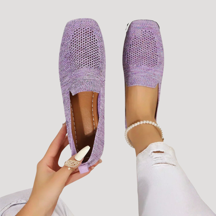 Women's square toe flats, easy slip-on, breathable & comfortable. Great for casual everyday summer shoes.